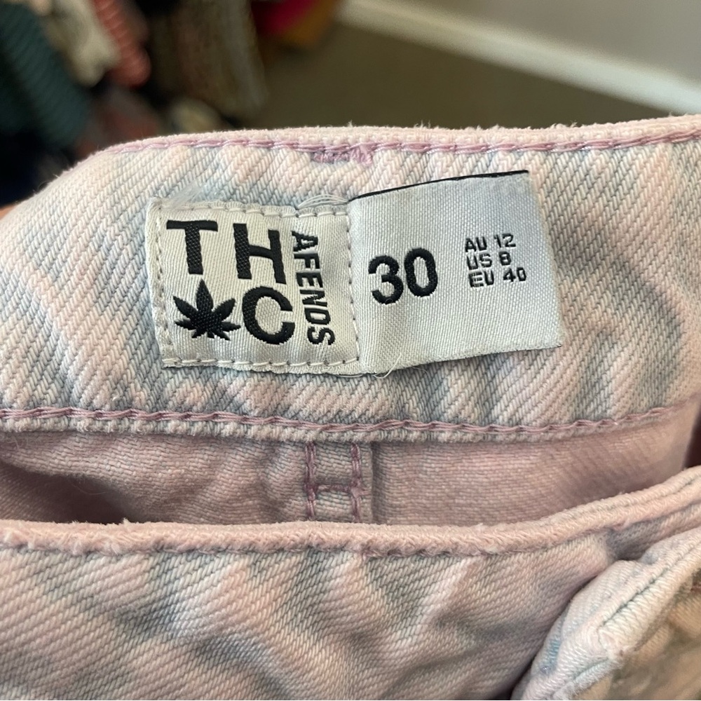 Afends THC Gigi hemp pink dye wide leg jeans high rise - Picture 11 of 11